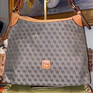 Dooney & Bourke brown signature canvas hobo bag with Vachetta Leather